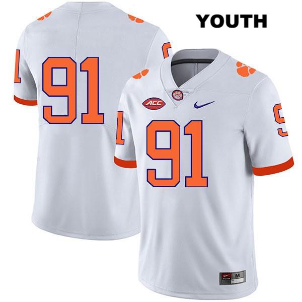 Youth Clemson Tigers #91 Nick Eddis Stitched White Legend Authentic Nike No Name NCAA College Football Jersey EDQ1546OI